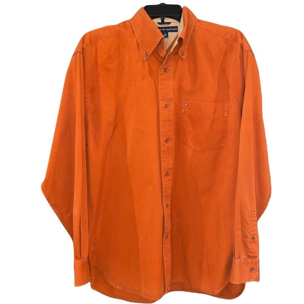 Tommy Hilfiger Burnt Orange Long Sleeve Button Down Shirt Size Medium